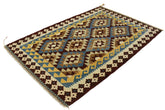 Flat Weave Kilim Antique Navaho Vintage handmade Geometric Kilim Brown Beige Hand-Woven Rectangle 100% Wool Area Rug 4x6